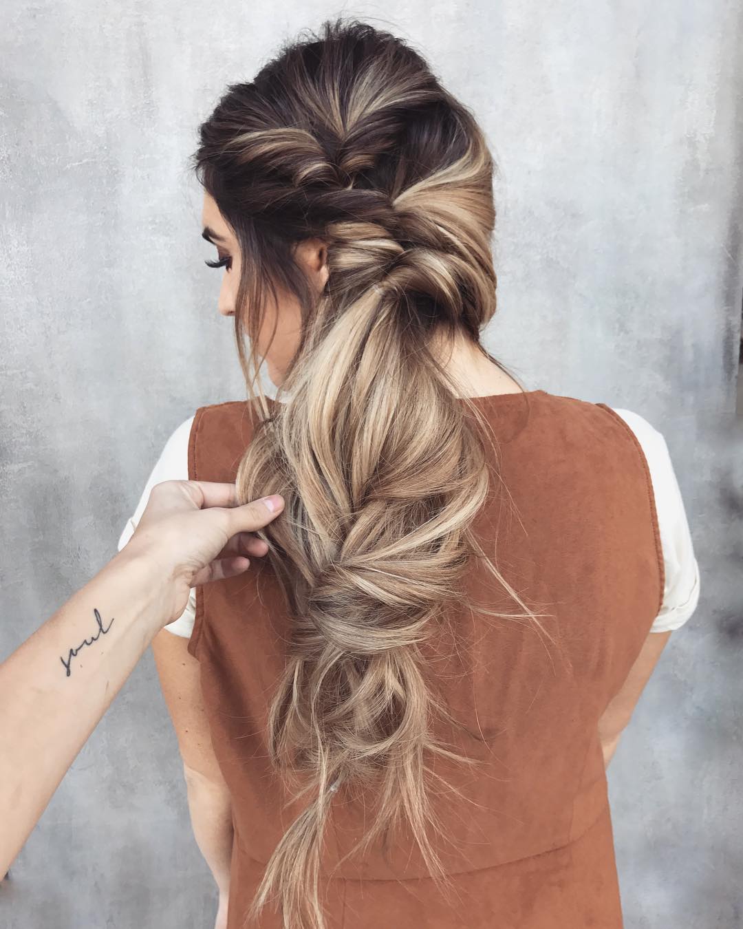 Messy Braided Hairstyle with Long Hair, Women Long Hairstyles for Summer