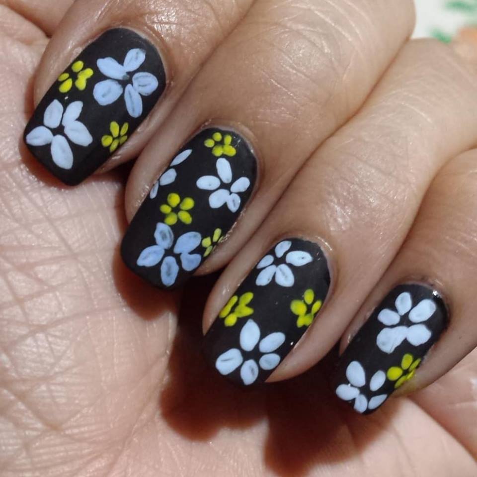 Matte Black Floral Rusty Nail