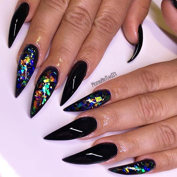 Bold, Black Pointy Nails