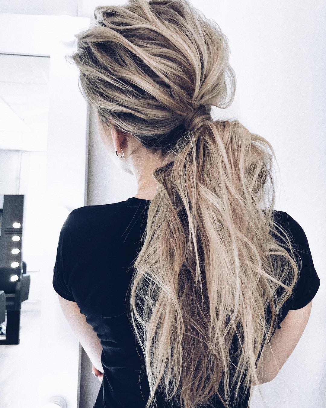 Messy Teased Ponytail Hairstyles for Long Hair