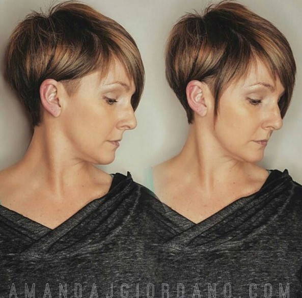 Piecey Highlighted Pixie: Balayage, Shaved Short Hairstyle